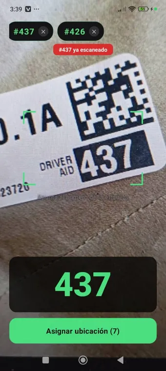 Driver AID Scanner - live camera scanning a delivery label